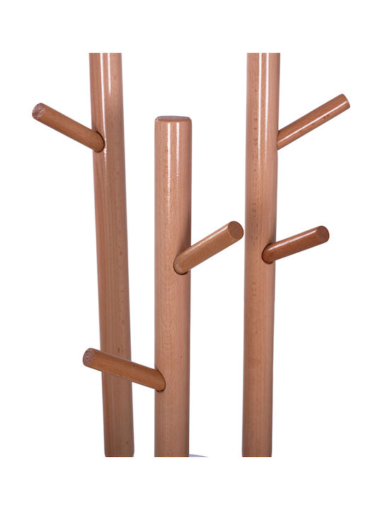 HomeMarkt Metallic Coat Rack White/ Natural Triple with Cement Base & 9 Hooks Wyatt 37x37x173cm