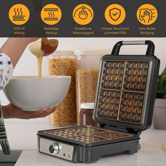 Profi Cook PC-WA 1241 Waffle Maker For Square Waffles 4 Waffles 1200W