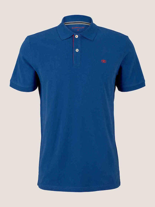 Basic Polo Herrenbluse Kurzarm Blau