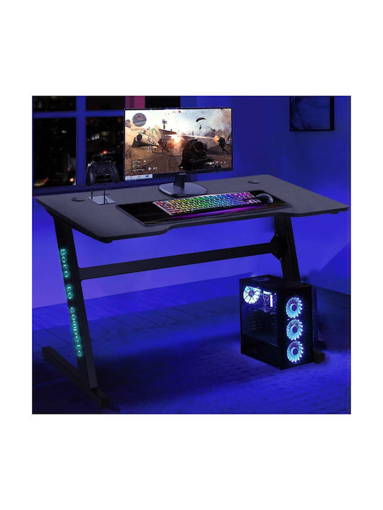 Gaming Office Wooden Pink with Metal Legs & LED 80x30x73cm