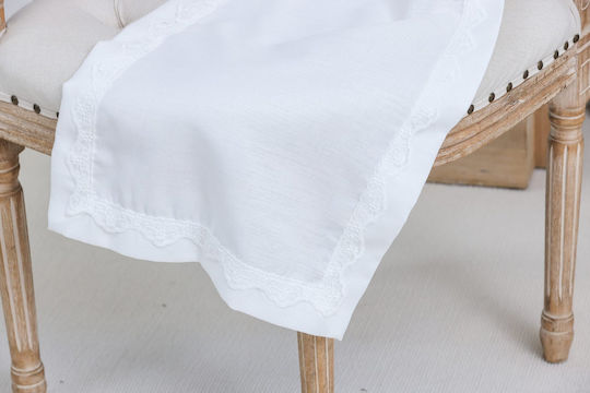 Liolios Home Checkered with Lace Ivory 128x128cm Liolios Home Checkered with Lace Ivory 128x128cm
