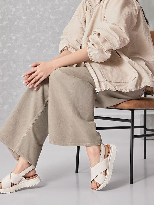 Dashlite Wish Leather Women's Flat Sandals in White Color