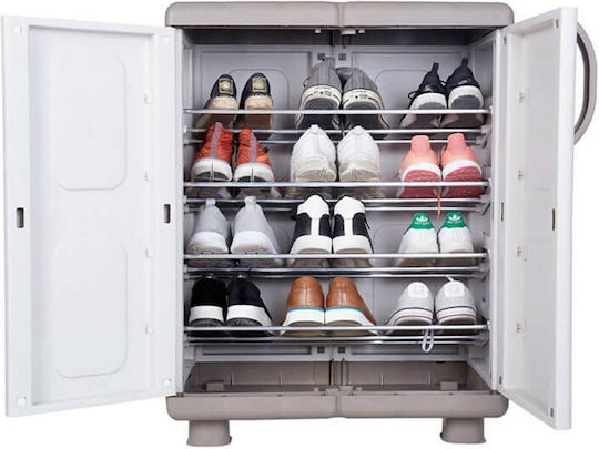 Shoe Cabinet Leda Plastic with 4 Shelves Grey / Charcoal 73x44x96cm