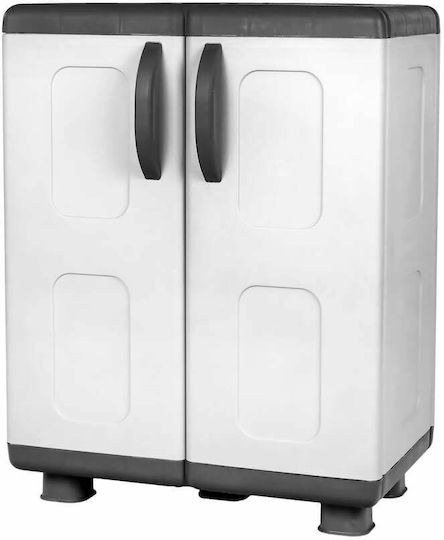 Double Door Wardrobe Ivi Plastic with 2 Shelves Beige / White 73x44x96cm