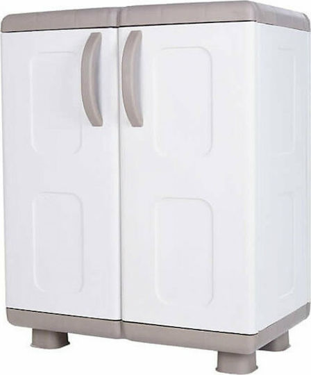 Double Door Wardrobe Ivi Plastic with 2 Shelves Beige / White 73x44x96cm