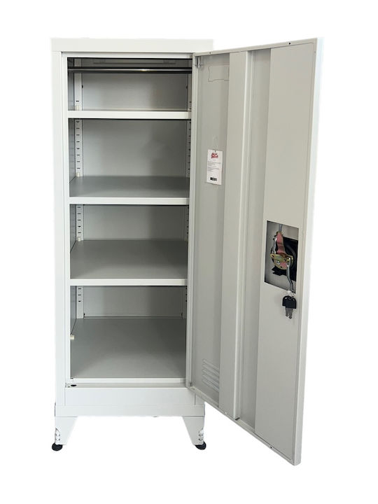 Single-leaf Metal Outdoor Storage Cabinet with Locking Capability with 3 Shelves 40x40x120 cm