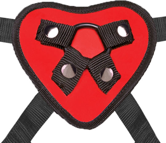 Lux Fetish Red Heart Strap On Harness & 5" Dildo Set