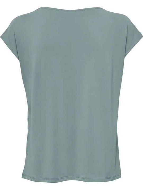 Women's Blouse Sleeveless with V Neckline Turquoise, Light Blue