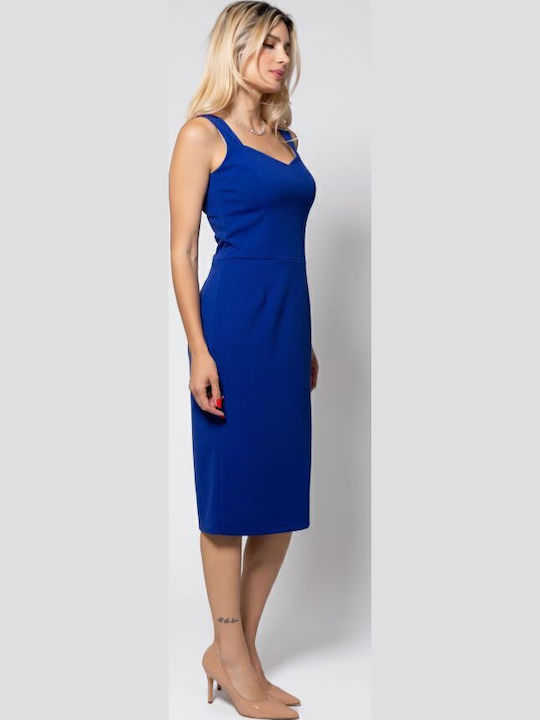 Sommer Midi Damenkleid Ärmellos Blau Rüa