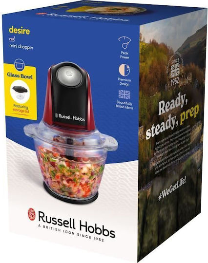Russell Hobbs Desire Mini-Zerkleinerer Multi 200W mit Behälter 500ml Rot