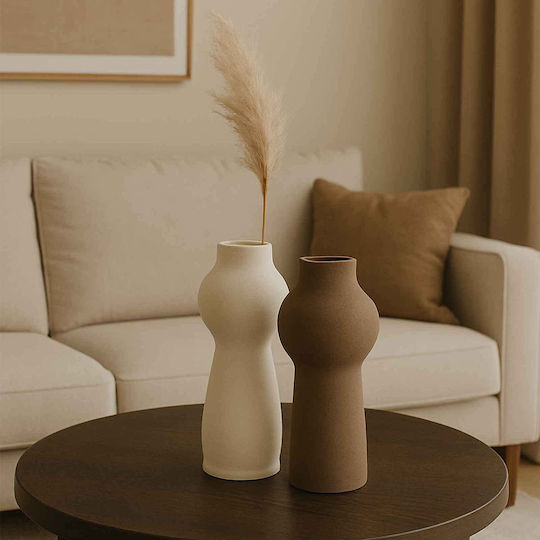 Keramik Silber Vase Vertikale Falten 13,5x27,5cm 8/Stück