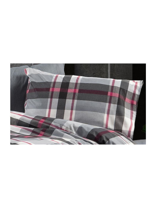Dimcol Παπλωματοθήκη Μονή 160x240 Εκάβη 424 Grey-bordeaux