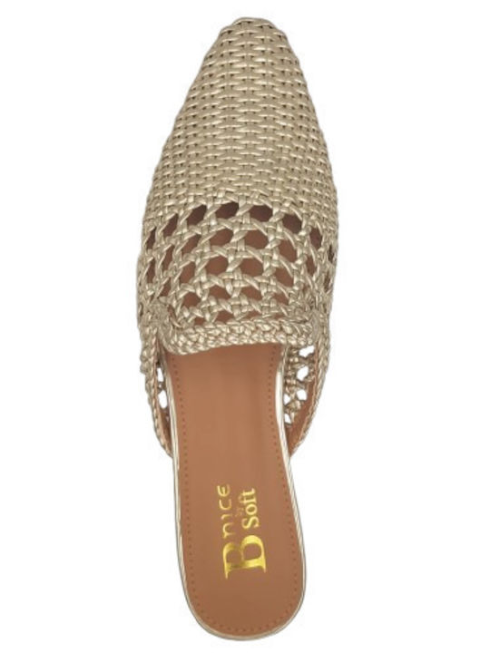 Mules mit Absatz in Gold Farbe