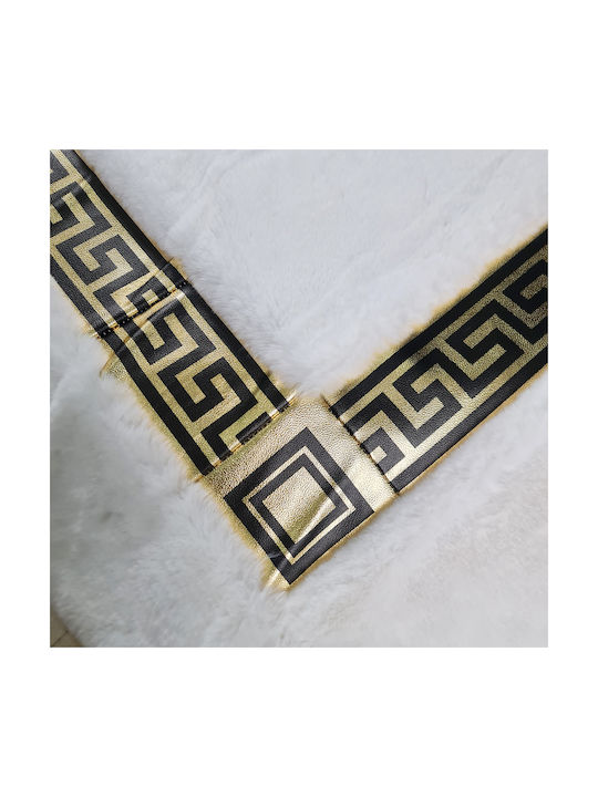 Saray Home Rabbit Luxurius Σετ Μοντέρνα Χαλιά Κρεβατοκάμαρας Λευκό-χρυσό DSN03 WHGLD 3τμχ