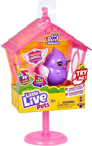 Giochi Preziosi Miniature Toy Cocoritos Bird Little Live Pets Purple with Pink House for 5+ years Years Old