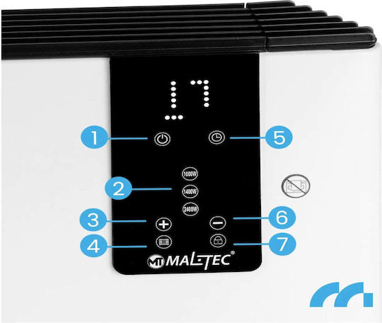 MalTec Convectoare Perete 2400W cu Termostat Electronic 85.5x23cm Alb