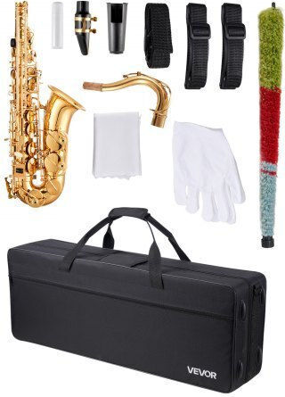 Vevor Tenor Saxophone Gold Brass B Flat Saxophone Kit Beginners Mouthpiece Case