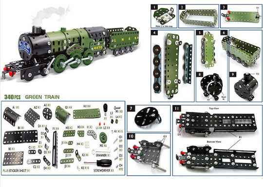 Gounaridis Toys Metal Construction Toy Train for Children 8++ Years