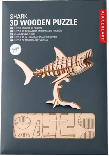 Kikkerland Дървена Конструктивна Игра Shark 3D Wooden
