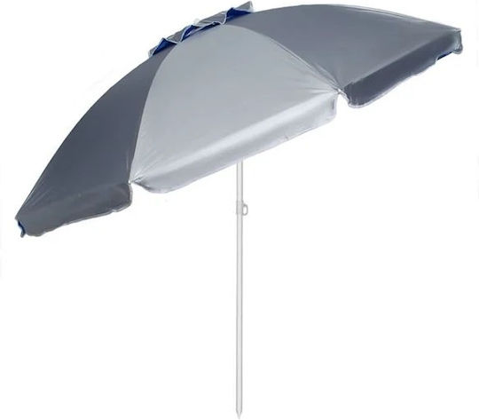 Umbrelă Plajă Anti-vânt Cu Săculeț Metalic Ø2m Argintiu-albastru