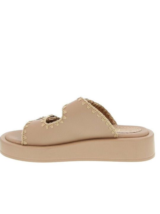 Women's Flat Sandals in Beige Color