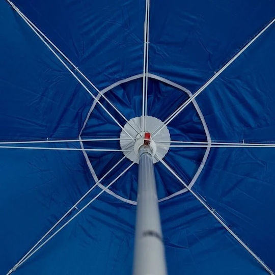 Umbrelă Plajă Anti-vânt Cu Săculeț Metalic Ø2m Argintiu-albastru