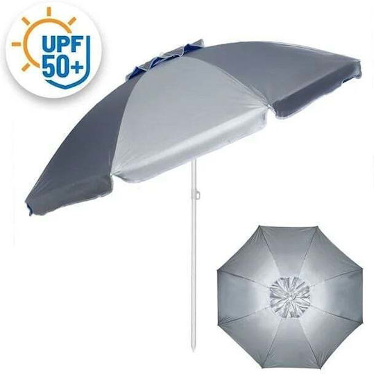 Umbrelă Plajă Anti-vânt Cu Săculeț Metalic Ø2m Argintiu-albastru