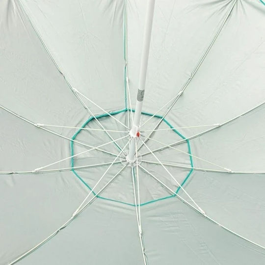 Umbrelă Plajă Anti Vânt Protecție Soare UPF 50+ Cadru Metalic 4 Inele Ø2.25m Turcoaz-Argintiu