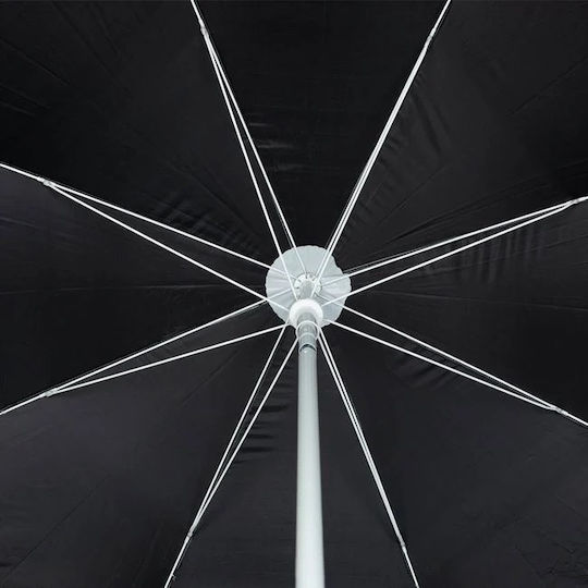 Umbrelă Plajă Protecție UV Upf 50+ Cadru Metalic Ø 1.80m Negru