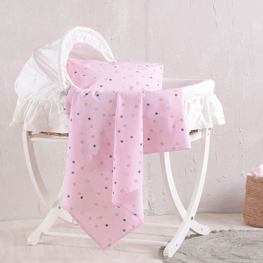 Rythmos Heart Baby Sheet Cradle Cotton Pink 80x110cm