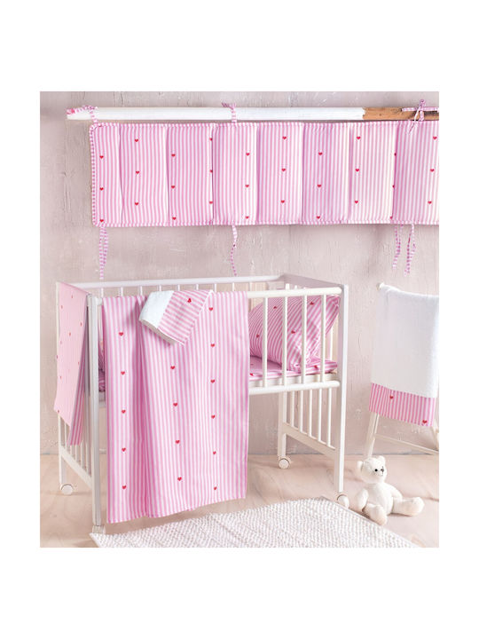 Rythmos Heart Baby Sheet Cradle Cotton Pink 80x110cm