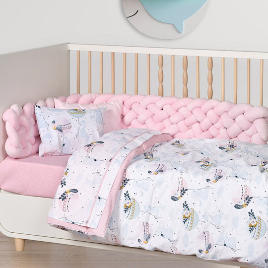 Das Home Fun 4915 Set Baby Bettlaken Für Krippe Baumwolle Hellblau, Minze, Rosa Rosa 130x170cm 3Stück