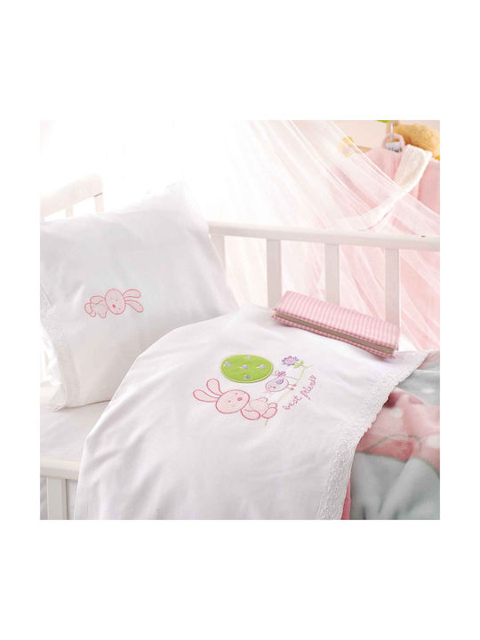 Rythmos Sweet Summer Baby Sheets Set Crib Cotton Pink 100x160cm 3pcs