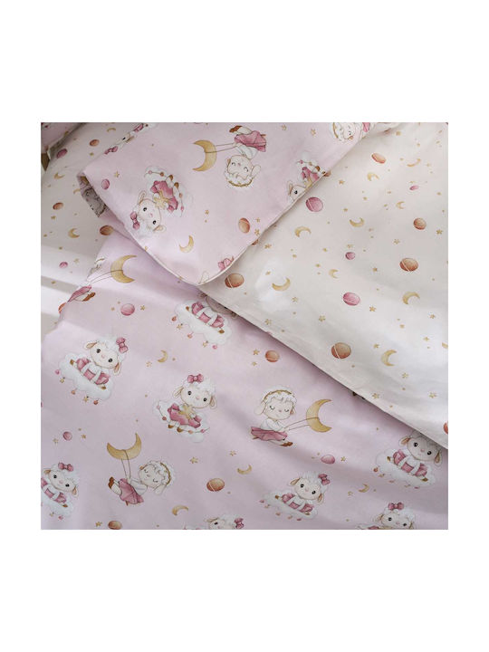 Vesta Home Σετ Βρεφικά Σεντόνια Κούνιας Βαμβακερά Lambi Pink 120x165εκ. 3τμχ