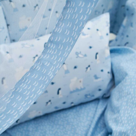Vesta Home Set Baby Crib Cotton Sheets Arktos Blue 120x165cm 3 Pieces