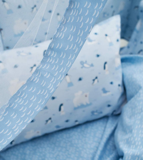 Vesta Home Set Baby Crib Cotton Sheets Arktos Blue 120x165cm 3 Pieces