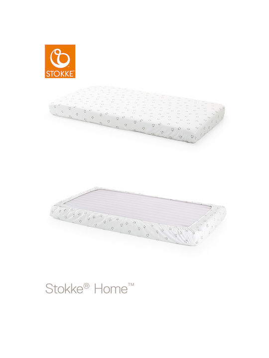 Stokke Bear Baby Sheets Set Cradle Percale Fitted White 70x132cm 2pcs
