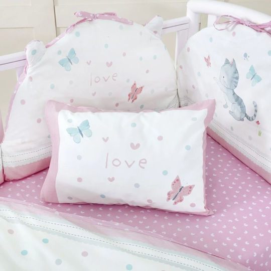 Nima Love Baby Sheets Set Crib Cotton Fitted White 70x140cm 3pcs