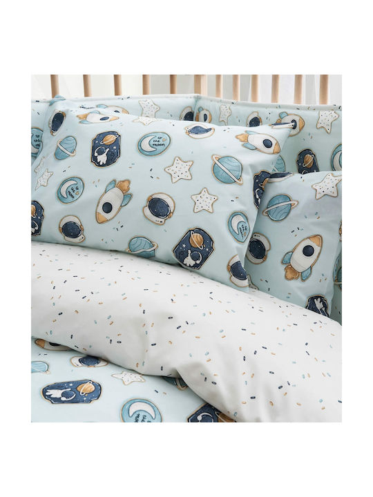 Vesta Home Set Baby Cradle Cotton Sheets Cosmic Light Blue 70x125cm 3 Pieces