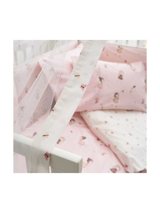 Vesta Home Set Baby Crib Cotton Sheets Fairy Pink 120x165cm 3 Pieces