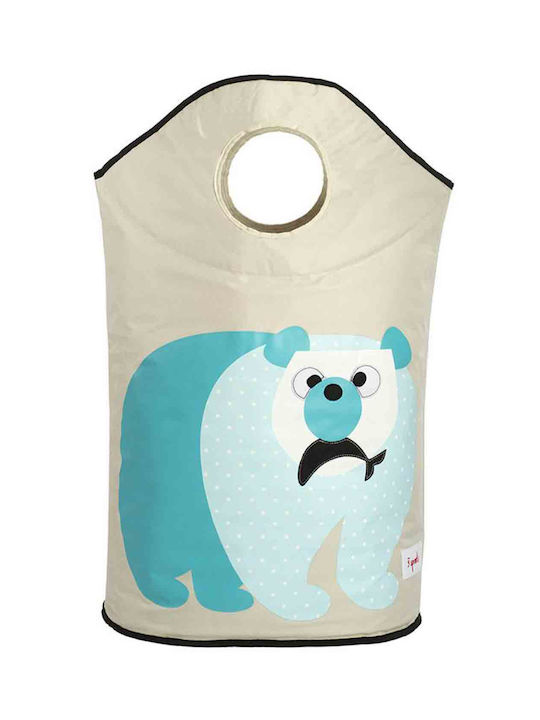 3 Sprouts Children's Laundry Basket made of Fabric Polar Bear Turquoise 50x29x57cm 1pcs
