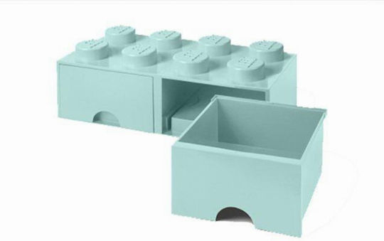 LEGO Children's Storage Box made of Plastic 8 Knobs Turquoise 50x25x17cm 1pcs