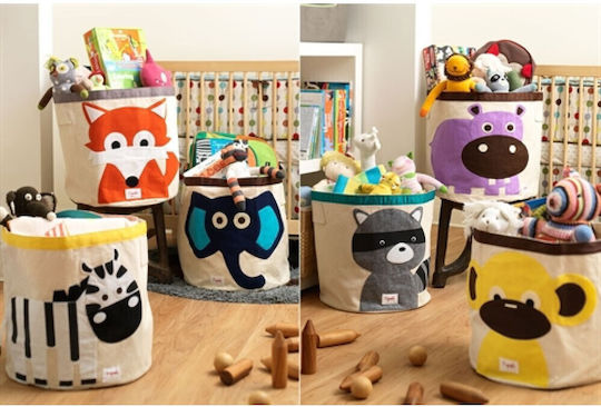 3 Sprouts Children's Storage Basket made of Fabric Bear Brown 43x43x45cm 1pcs