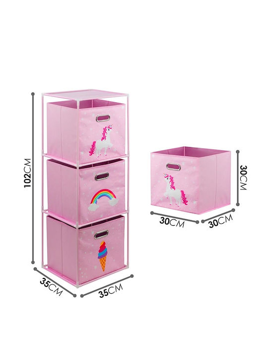 Koopman Spielzeug Aufbewahrungssystem aus Stoff Rosa 35x35x102cm 1Stück