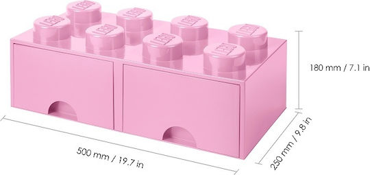 LEGO Kinder Aufbewahrungsbox aus Kunststoff 8 Knobs Rosa 50x25x17cm 1Stück