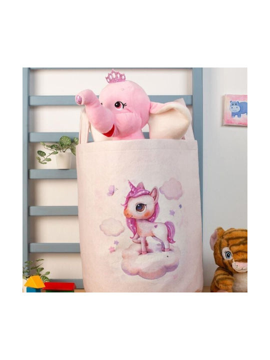 Dimcol Kinder Aufbewahrungskorb aus Stoff Rosa 45x30x50cm 1Stück