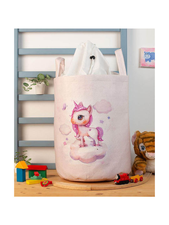 Dimcol Kinder Aufbewahrungskorb aus Stoff Rosa 45x30x50cm 1Stück