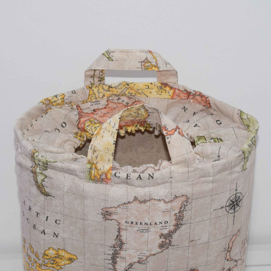 Decocraft Kinder Aufbewahrungssack Faltbar aus Stoff Woldmap Beige 50x20x55cm 1Stück
