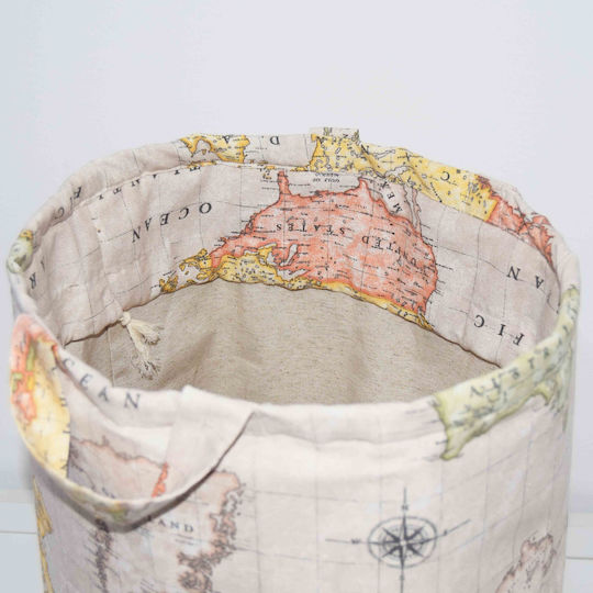 Decocraft Kinder Aufbewahrungssack Faltbar aus Stoff Woldmap Beige 50x20x55cm 1Stück