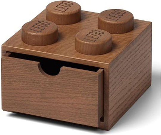 LEGO Παιδικό Κουτί Αποθήκευσης από Ξύλο Brick Καφέ 2x11cm